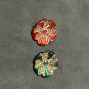 Antique Christmas clip on earrings.